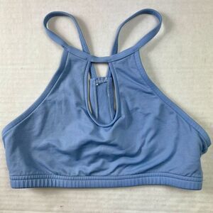 Becca Sports Bra Medium Women’s Blue M Halter High Neck Keyhole Cutout Stretch